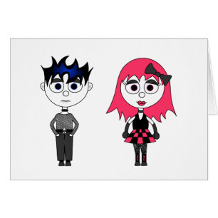 Cute Cartoon Gothic Girl en Boy