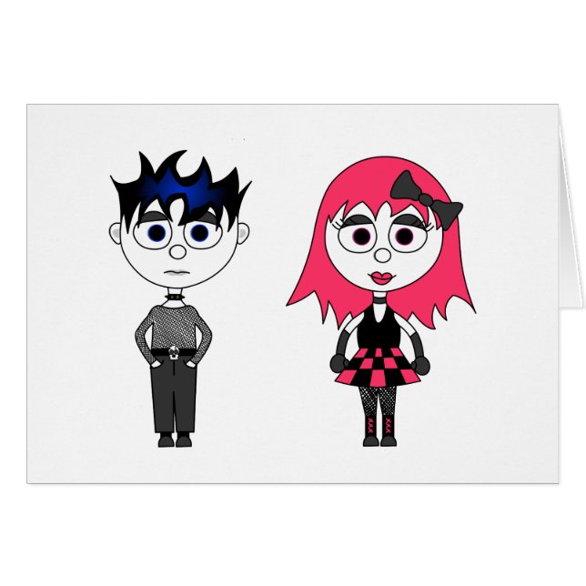 Cute Cartoon Gothic Girl en Boy (Voorkant Horizontaal)