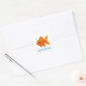 Cute Cartoon Goudvis Aangepaste Naam Vierkante Sticker (Envelop)
