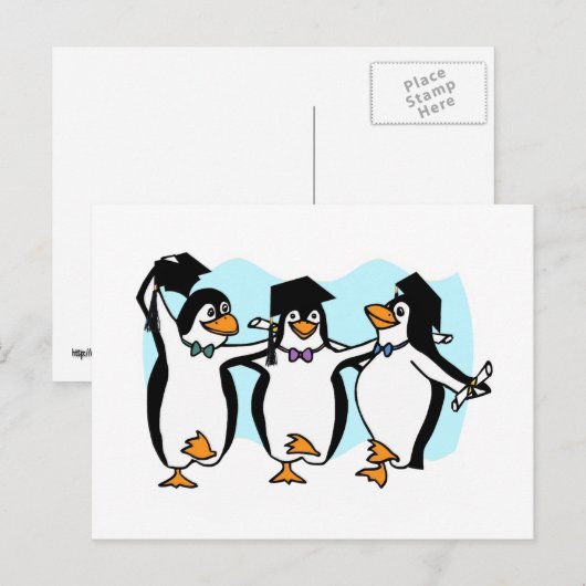 Cute Cartoon Graduing Penguins Briefkaart (Voorkant / Achterkant)