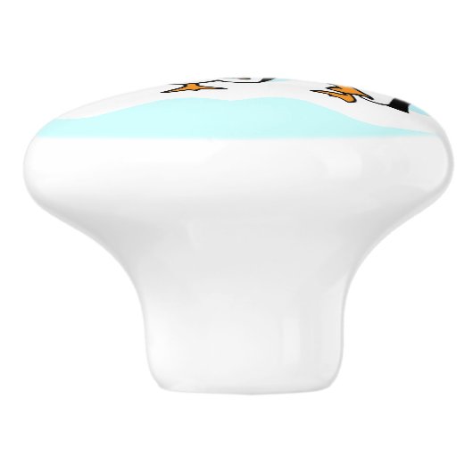 Cute Cartoon Graduing Penguins Keramische Knop (Zijkant)