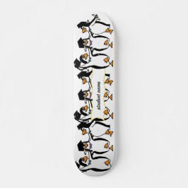 Cute Cartoon Graduing Penguins w/Banner Skateboard