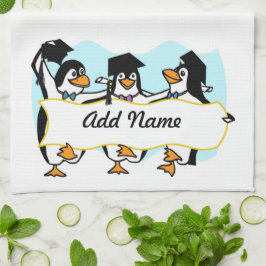 Cute Cartoon Graduing Penguins w/Banner Theedoek