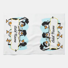 Cute Cartoon Graduing Penguins w/Banner Theedoek