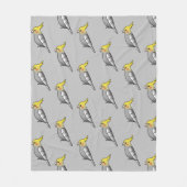 Cute Cartoon Gray Cockatiel Birds Pattern Fleece Deken (Voorkant)