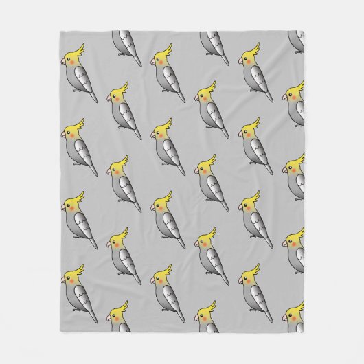 Cute Cartoon Gray Cockatiel Birds Pattern Fleece Deken (Voorkant)
