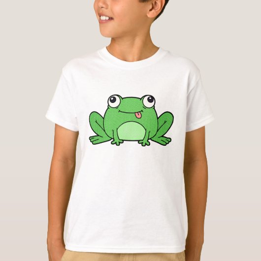 Cute Cartoon Green Frog Kids T-Shirt (Voorkant)