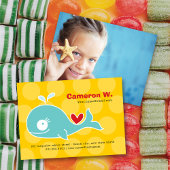 Cute Cartoon Green Whale Kind Visitekaartje