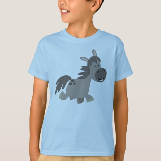 Cute Cartoon Grey Pony Children T-Shirt (Voorkant)