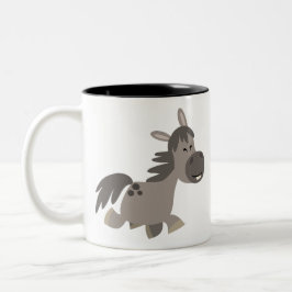 Cute Cartoon Grey Pony Tweekleurige Koffiemok