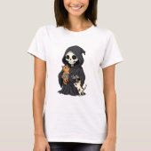 Cute Cartoon Grim Reaper Hugging T-shirt (Voorkant)