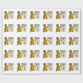 Cute Cartoon Groundhog w/Groundhog Day Newpaper Cadeaupapier (Vlak)