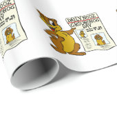 Cute Cartoon Groundhog w/Groundhog Day Newpaper Cadeaupapier (Rol Hoek)