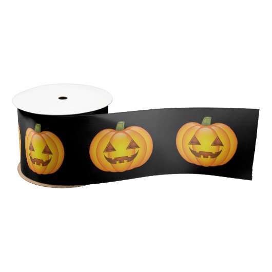 Cute Cartoon Halloween Jack O'Lantern Pumpkin Satijnen Lint (Spoel)