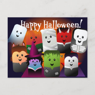 Cute Cartoon Halloween Monster Creaters Briefkaart