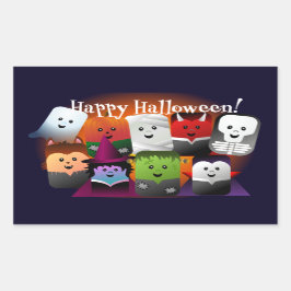 Cute Cartoon Halloween Monster Creaters Rechthoekige Sticker