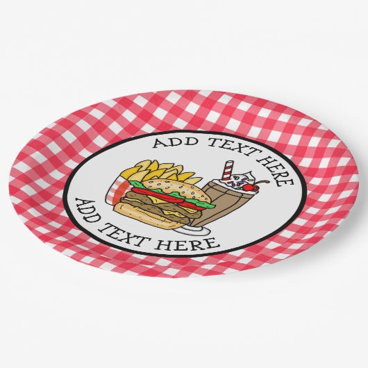 Cute Cartoon Hamburger Barbecue of Birthday Party Papieren Bordje (Gekanteld)