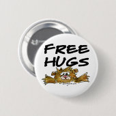 Cute Cartoon Hamster Free Hugs Pin Ronde Button 5,7 Cm (Voorkant /achterkant)