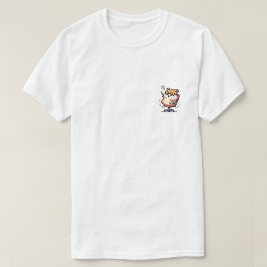 Cute Cartoon Hamster Spinning in Office Chair with T-shirt (Design voorkant)