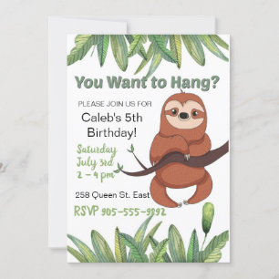 Cute cartoon hangende Sloth Birthday Kaart