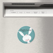 Cute cartoon Happy Easter White bunny magnet (Insitu (Vaatwasser))
