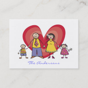 Cute Cartoon Happy Family Contact Calling Card Contactkaartje