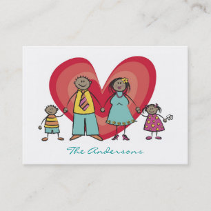 Cute Cartoon Happy Family Contact Calling Card Contactkaartje