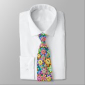 Cute Cartoon Happy Flowers Floral Pattern Stropdas (Gebonden)