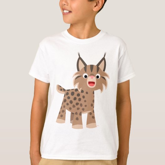Cute Cartoon Happy Lynx Children T-Shirt (Voorkant)