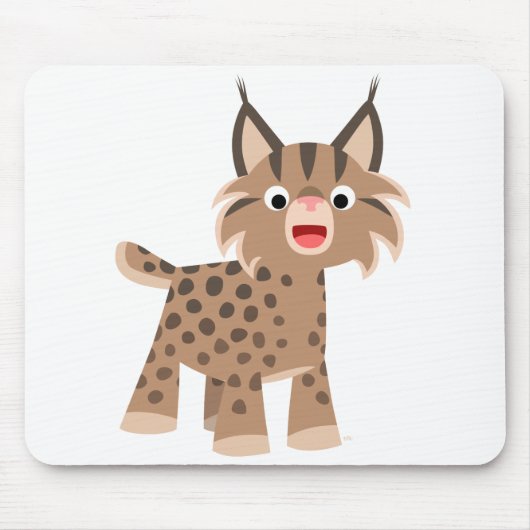 Cute Cartoon Happy Lynx Mousepad Muismat (Voorkant)