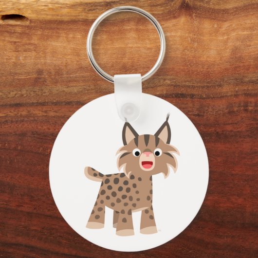 Cute Cartoon Happy Lynx Sleutelhanger (Voorkant)