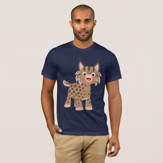 Cute Cartoon Happy Lynx T-Shirt (Voorkant volledig)