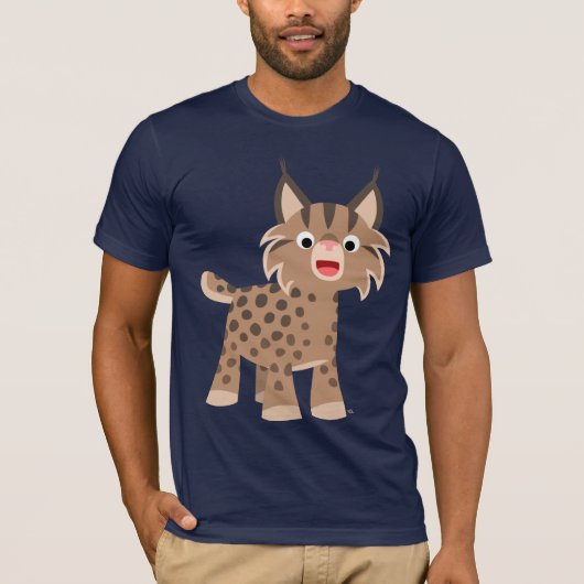 Cute Cartoon Happy Lynx T-Shirt (Voorkant)