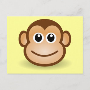 Cute Cartoon Happy Monkey Face Briefkaart