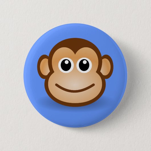 Cute Cartoon Happy Monkey Face Ronde Button 5,7 Cm (Voorkant)