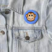 Cute Cartoon Happy Monkey Face Ronde Button 5,7 Cm (In situ)