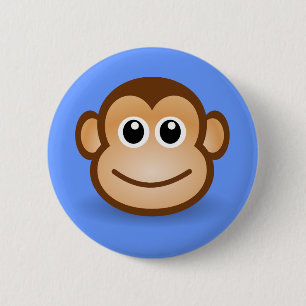 Cute Cartoon Happy Monkey Face Ronde Button 5,7 Cm