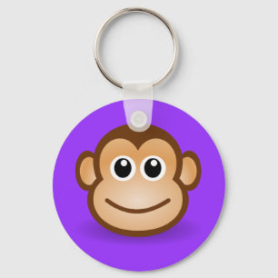 Cute Cartoon Happy Monkey Face Sleutelhanger