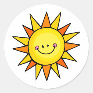 Cute Cartoon Happy Smiling Summer Sun Ronde Sticker