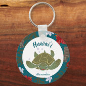 Cute Cartoon Hawaii Sea Turtle Tropical  Sleutelhanger (Voorkant)