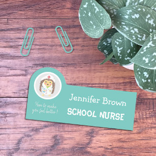 Cute Cartoon Hedegel Nurse Name Tag