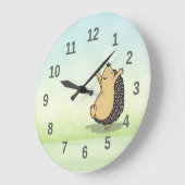 Cute Cartoon Hedgel Green Numbers  Grote Klok (Hoek)