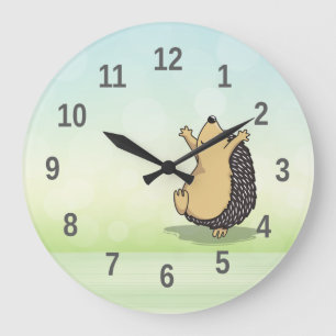 Cute Cartoon Hedgel Green Numbers Grote Klok
