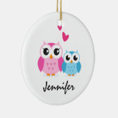 Cute cartoon heeft een gepersonaliseerde hartennaa keramisch ornament (Rechts)