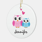 Cute cartoon heeft een gepersonaliseerde hartennaa keramisch ornament (Links)