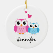 Cute cartoon heeft een gepersonaliseerde hartennaa keramisch ornament (Achterkant)