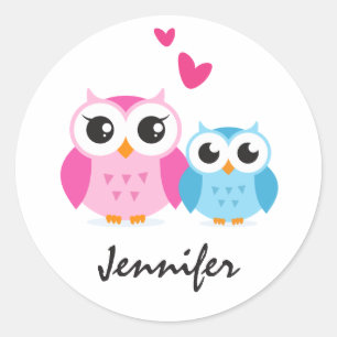 Cute cartoon heeft een gepersonaliseerde hartennaa ronde sticker