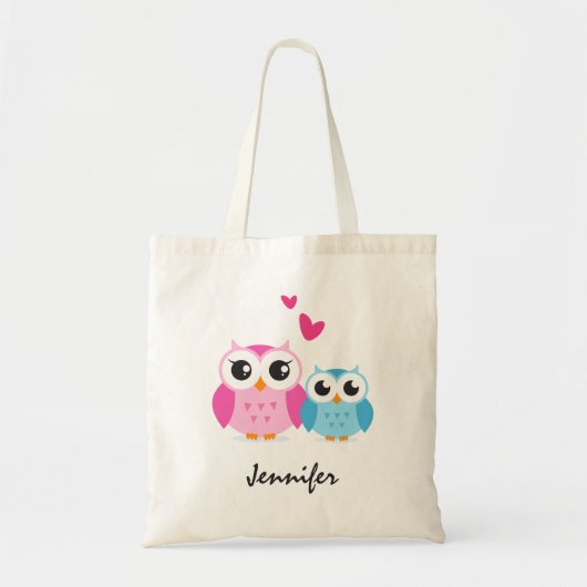 Cute cartoon heeft een gepersonaliseerde hartennaa tote bag (Voorkant)