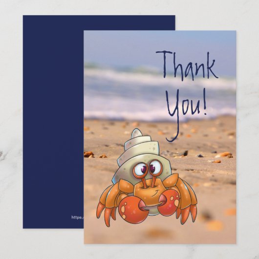Cute Cartoon Hermit Crab Bedankkaart (Voorkant / Achterkant)