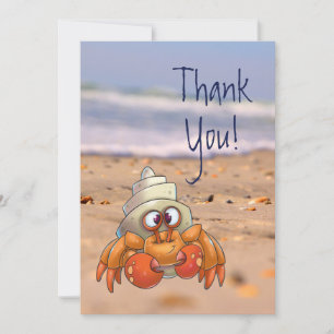 Cute Cartoon Hermit Crab Bedankkaart